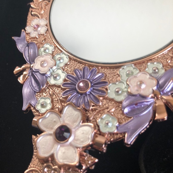 Bejeweled hand mirror with peacock motif and enamel details - Picture 7 of 7